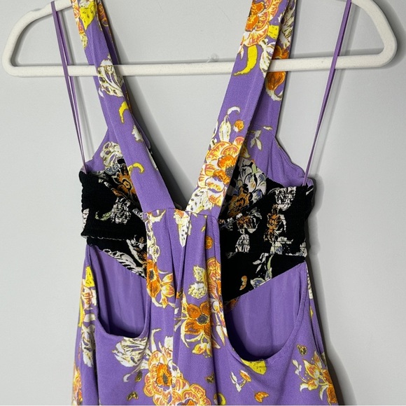 Free People Baby It's You Floral Mini Dress in Purple Combo size XSmall Cut-out - Picture 11 of 13